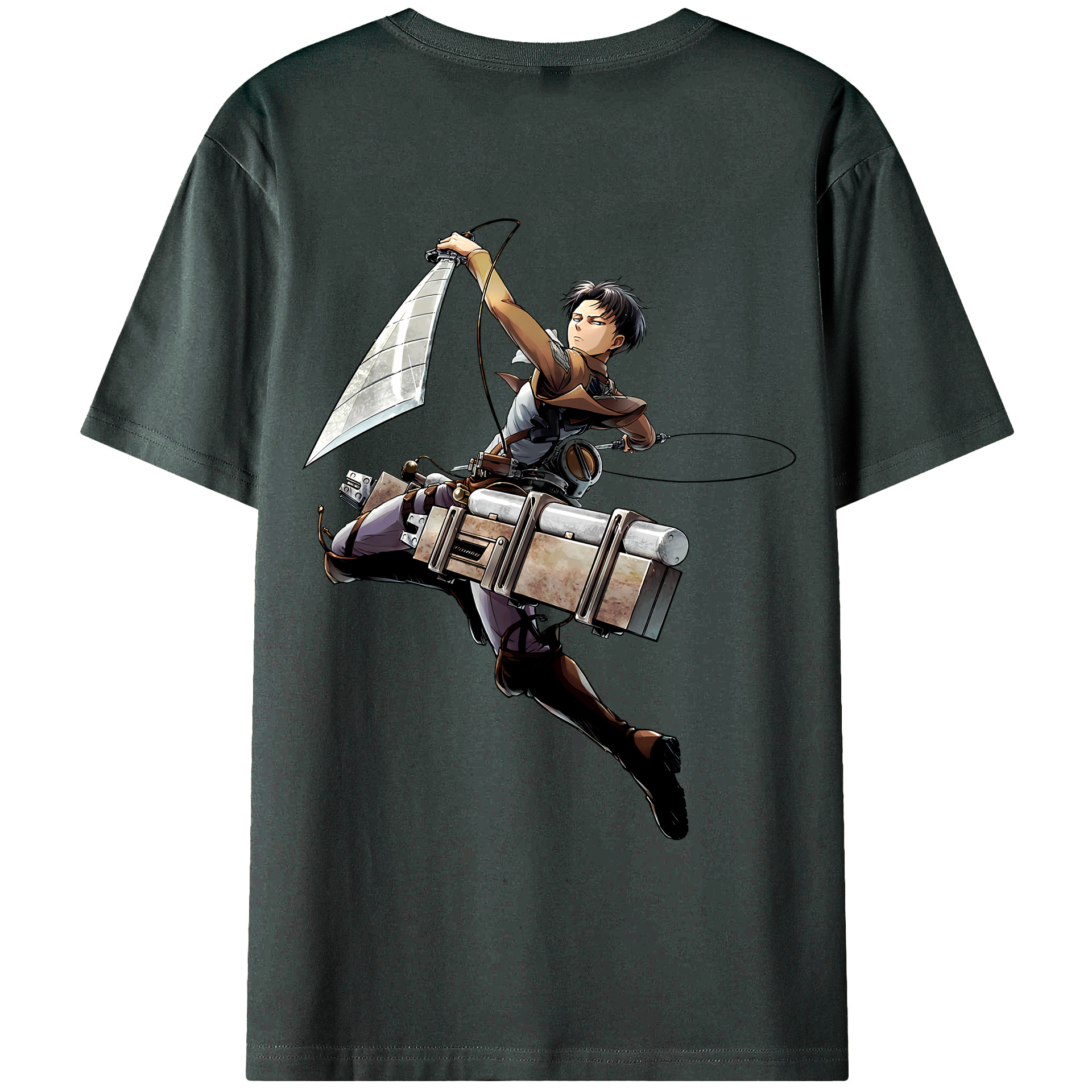（画像用） 進撃の巨人 リヴァイ·アッカーマン Attack on Titan Levi Ackerman 綿100％ メンズ半袖Tシャツ（バックプリント） 通気性